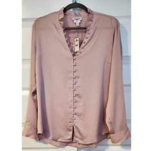EXPRESS Slim Ruffle Button Portofino Shirt- Medium